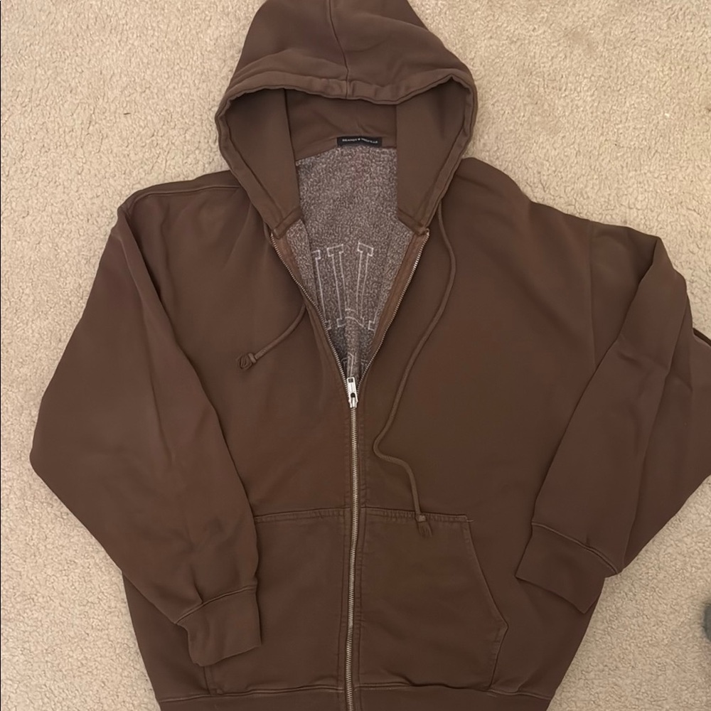 Brandy Melville Brown Malibu California Zip Up Sweater